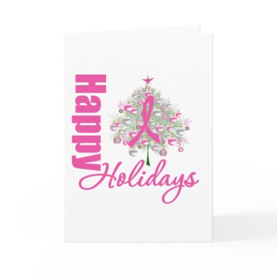 Happy Holidays Breast Cancer Pink Ribbon cards