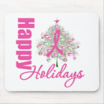 Happy Holidays Breast Cancer Pink Ribbon mousepads