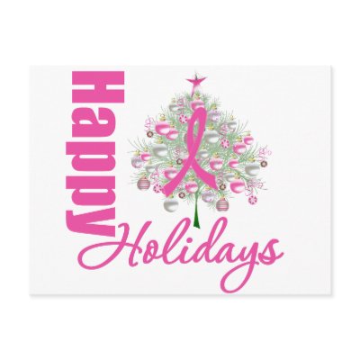 Happy Holidays Breast Cancer Pink Ribbon postcards