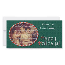 Happy Holidays Candy Cane Frame photo cards