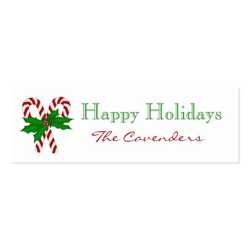 Happy Holidays Candy Cane Gift Tags Business Cards (front side)
