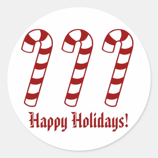 Happy Holidays Candy Cane Stickers Zazzle