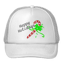 Happy Holidays Candy Cane Trucker Hats