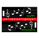 Happy Holidays Card Music Note Score Black