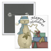 Happy Holidays Cat Buttons
