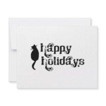 Happy Holidays Cat Silhouette invitations by VoXeeD Happy Holidays Cat Silhouette invitations