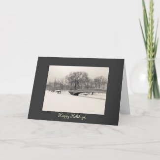 Happy Holidays - Central Park Bow Bridge Winter card
