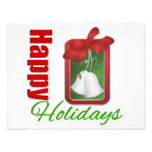 Happy Holidays Christmas Bells Personalized Announcement