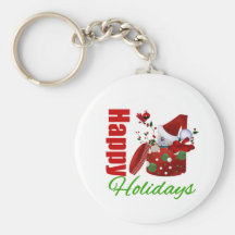 Happy Holidays Christmas Box Key Chains