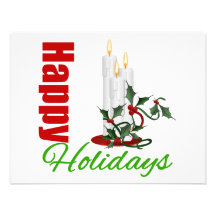 Happy Holidays Christmas Candles Announcement