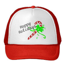 Happy Holidays Christmas Candy Cane Trucker Hats