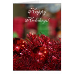 Happy Holidays Christmas Red ornaments card