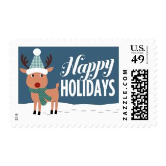Happy Holidays Christmas Reindeer Postage Stamp