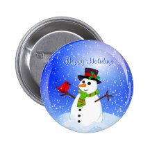 Happy Holidays Christmas Snowman Pin
