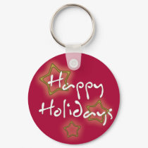 Happy Holidays Christmas Stars Keychain