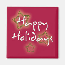 Happy Holidays Christmas Stars Refrigerator Magnets