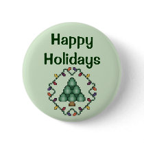 Happy Holidays Christmas Tree Button by ingasi Happy Holidays Christmas Tree Button