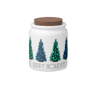 Happy Holidays Christmas Tree Candy Jar