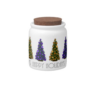 Happy Holidays Christmas Tree Candy Jar