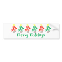 Happy Holidays (Christmas Trees) bumper stickers by LushLaundry Happy Holidays (Christmas Trees) bumper stickers