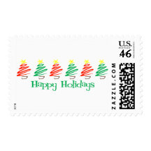 Happy Holidays (Christmas Trees) Postage