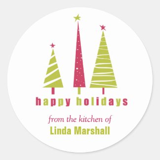 Happy Holidays Christmas Trees Sticker