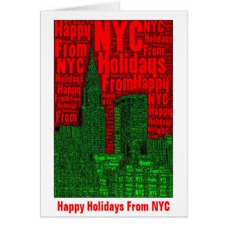 Happy Holidays: Chrysler Building Word Art Card 01