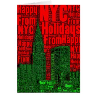 Happy Holidays: Chrysler Building Word Art Card 02