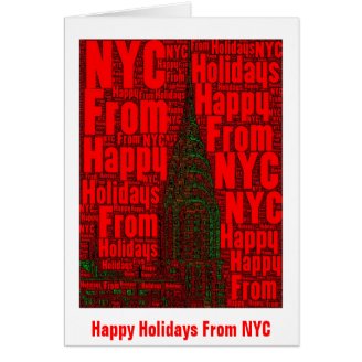 Happy Holidays: Chrysler Building Word Art Card 02