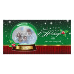 Happy Holidays Clear  Snow Globe Customizable Personalized Photo Card