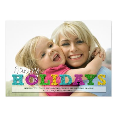 Happy Holidays Colorful Christmas Photo Card