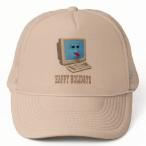 HAPPY HOLIDAYS COMPUTER HAT - by familytshirtsgifts HAPPY HOLIDAYS COMPUTER HAT -