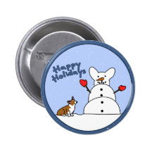 Happy Holidays Corgi Pin