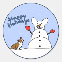 Happy Holidays Corgi Stickers