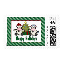 Happy Holidays Cow Christmas Postage