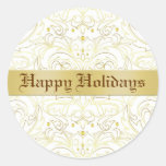 Happy Holidays Damask Elegant Envelope Sticker
