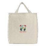 Happy Holidays embroidered snow bear tote bag