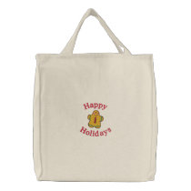 Happy Holidays Embroidered Totebag embroidered bags