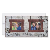 Happy Holidays Family 2 Photo Card - Barn Board