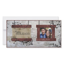 Happy Holidays Family Photo Card - Barn Board