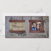 Happy Holidays - Family Photo Card - Barn Board