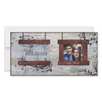Happy Holidays Family Photo Card - Barn Board