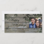Happy Holidays - Family Photo Card - Mistletoe - Holly