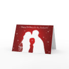 postcard - Holiday greeting card with newlywed image and customizable text.