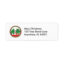 Happy Holidays Funny Dancing Christmas Trees Return Address Labels