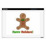 Happy Holidays Gingerbread Man Skins For Laptops