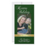 Happy Holidays Gold Ribbon Green Photo Card