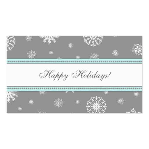 Happy Holidays Gray Snowflakes Gift Tags Business Card Templates (back side)