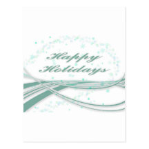 Happy Holidays Green on White Background Post Card