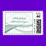 Happy Holidays Green on White Background stamps